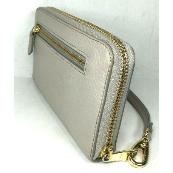 Fossil Gray Leather Multicolor Abstract Clutch Wristlet Wallet - Picture 5 of 12